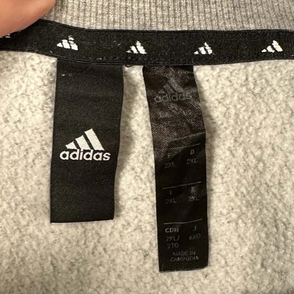 Adidas Three Stripes Sweatshirt Men's XL Gray Crewneck Sleeve Graphic Logo